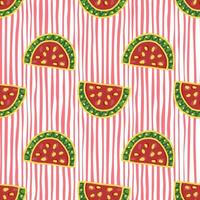 Seamless pattern with watermelon slices. Cute fruit backdrop vector