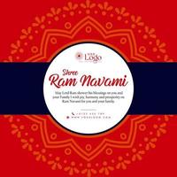 Happy Ram Navami greetings background Indian Hinduism festival social media post design vector