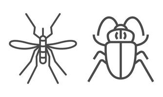 vector insects black icon set