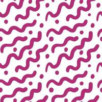 Seamless twisty lines and dots. Red color. For pattern, canvas or wrapping paper. Flat doodle illustration. Vector