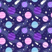 space and planets seamless pattern. gift wrapping design or fabric print vector