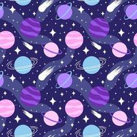 space and planets seamless pattern. gift wrapping design or fabric print vector