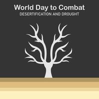 illustration vector graphic of a dry tree without leaves on an arid land, perfect for international day, world day to combat, desertification and drought, celebrate, greeting card, etc.