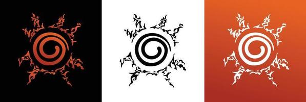 Spiral curse mark silhouette in three frames vector