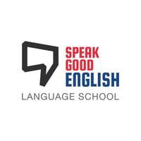 English language school logo design with speech bubble. Vector illustration of English language school, lesson, course logo