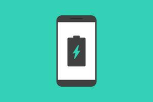 Smartphone battery notification vector icon sign symbol, smartphone and battery charge