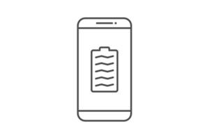 Smartphone battery notification vector line icon sign symbol, smartphone and battery full