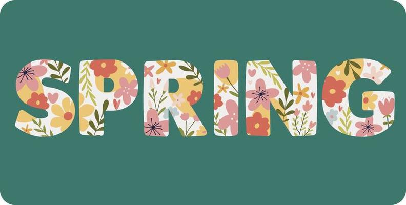 Flat spring celebration floral text