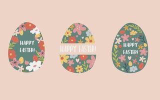 conjunto de Pascua de Resurrección huevos pegatinas con texto vector