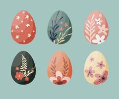 Set of colorful  Easter eggs on turquoise backgroung vector