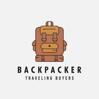 backpack vintage color logo vector template illustration design, bag adventure logo design
