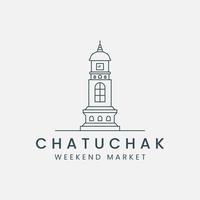 chatuchak line art logo vector template illustration design. thailand market icon building design