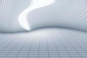Grey and white curved abstract building with longitudinal ground background 3D rendering photo