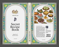 recipe book cover design with colorful and vintage vector