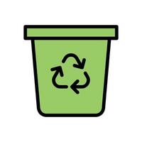 eco recycle trash can bin garbage environmental icon outline fill vector