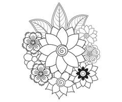 Floral Mehndi Coloring Page For Adult vector