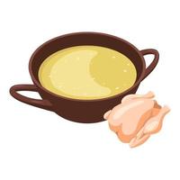 Chicken soup or broth. Vector illustration on a white background