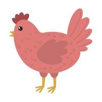 Illustration of a cartoon cute chicken. Easter chicken symbol. Vector illustration of cartoon pink chicken.