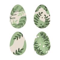 Set with Easter eggs. Vector set with green painted Easter eggs.