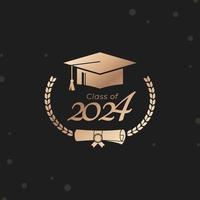 Class of 2024 Year Graduation of Decorate Congratulation with Laurel Wreath for School Graduates vector