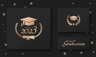 Class of 2023 Year Graduation of Decorate Congratulation with Laurel Wreath for School Graduates vector