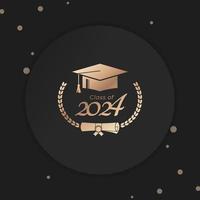 Class of 2024 Year Graduation of Decorate Congratulation with Laurel Wreath for School Graduates vector