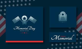 Estados Unidos monumento día saludo tarjeta bandera póster para honrando todas quien servido vector ilustración