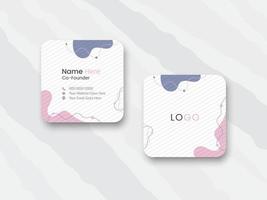 Rounded square business card design, digital business card design template, square business card vector