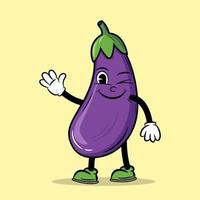 Blink eye eggplant cartoon character vector illustration