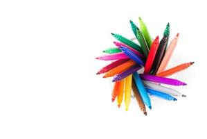 colorful of color pen isolated, topview photo