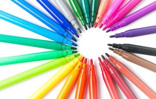 colorful of color pen isolated, topview photo