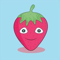 Funny fruit characters. Cheerful food emoji. Cartoon vector illustration. pineapple,green papaya,mango,strawberry, red apple, yellow banana, orange, blue grape, watermelon,cherry