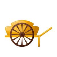 Garden wooden trolley with one wheel. Cart for transporting gardls andls and cargo. Flat vector illustration isolated on white background.