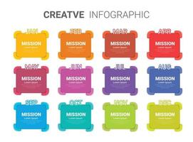 presentación, negocio infografia modelo para 12 opciones, pasos o procesos, lata ser usado para flujo de trabajo disposición. vector