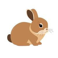 Cute beige rabbit isolated on white background. Vector flat illustration