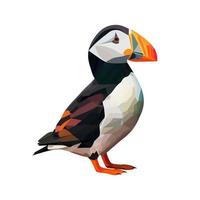 Atlantic puffin bird polygonal vector illustration isolated on white background