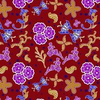 Indonesian batik Decorative floral seamless pattern, fashion background. dyeing applied to whole cloth, or cloth made using this technique originated from Indonesia. vector