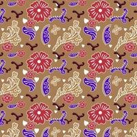 Indonesian batik Decorative floral seamless pattern, fashion background. dyeing applied to whole cloth, or cloth made using this technique originated from Indonesia. vector