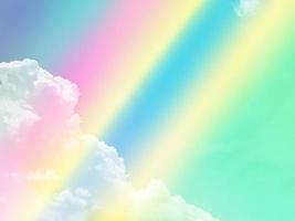 beauty sweet pastel green pink colorful with fluffy clouds on sky. multi color rainbow image. abstract fantasy growing light photo