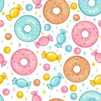 Sweet candy and donut seamless pattern vector