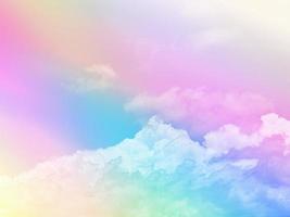 beauty sweet pastel blue pink   colorful with fluffy clouds on sky. multi color rainbow image. abstract fantasy growing light photo
