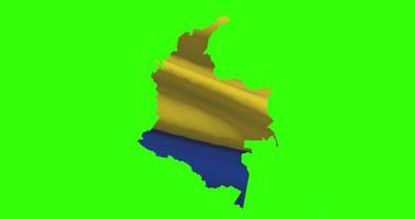 Colômbia país forma esboço em verde tela com nacional bandeira acenando animação
