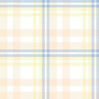 Pastel Tartan Plaid Pattern Seamless Texture Is Made With Alternating Bands of Coloured  Pre Dyed  Threads Woven as Both Warp and Weft at Right Angles to Each Other. vector