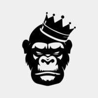 gorilla symbol with a crown logo design silhouette vector design