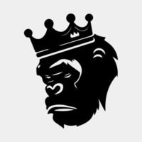 gorilla symbol with a crown logo design silhouette vector design