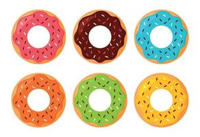 Set of Colorful Glaze Donuts with Sprinkles Vector Illustration