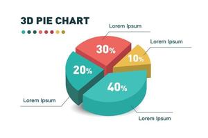 3d pie chart four pieces.Infographic isometric puzzle circular template.report, business analytics, data vector