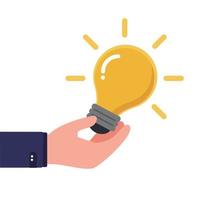 businessman hands with yellow shining bulb and money. creative idea and solution.Ideas exchange. vector