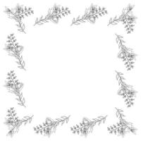 Template frame of spring flowers line art. vector