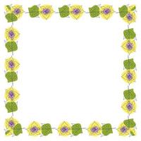 Template frame of spring flowers line art. vector